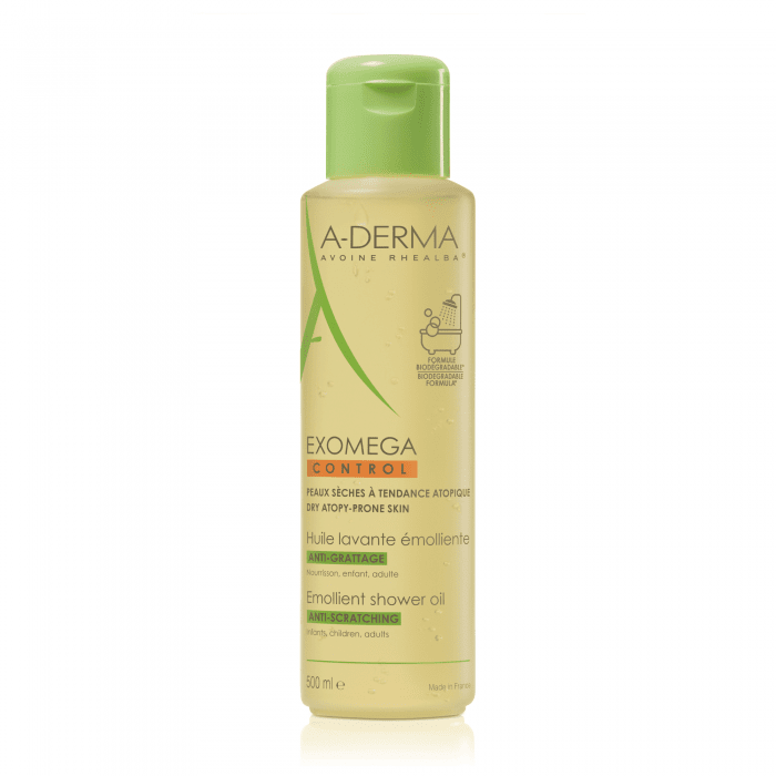 A-DERMA dušo aliejus - emolientas sausai, atopinei veido bei kūno odai EXOMEGA CONTROL 500 ml