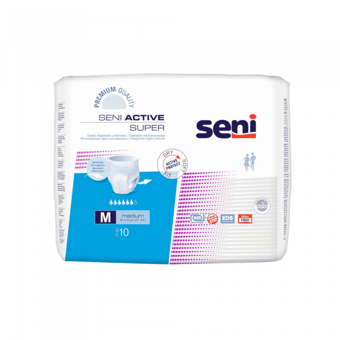 SENI ACTIVE SUPER premium M sauskelnės-kelnaitės N10