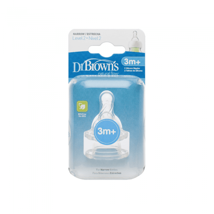 DR. BROWN'S žindukai siauro kaklelio buteliukams 3-6 mėn., N2