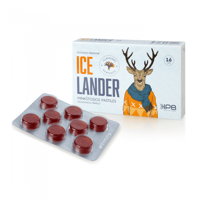 IceLander minkštosios pastilės skaudančiai gerklei N16
