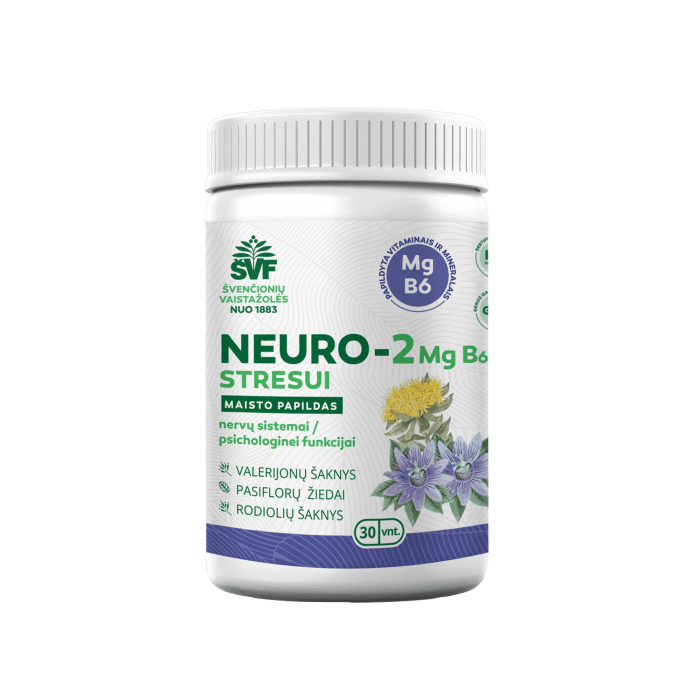 ŠVENČIONIŲ VAISTAŽOLĖS stresui NEURO-2 Mg B6, 30 kaps.