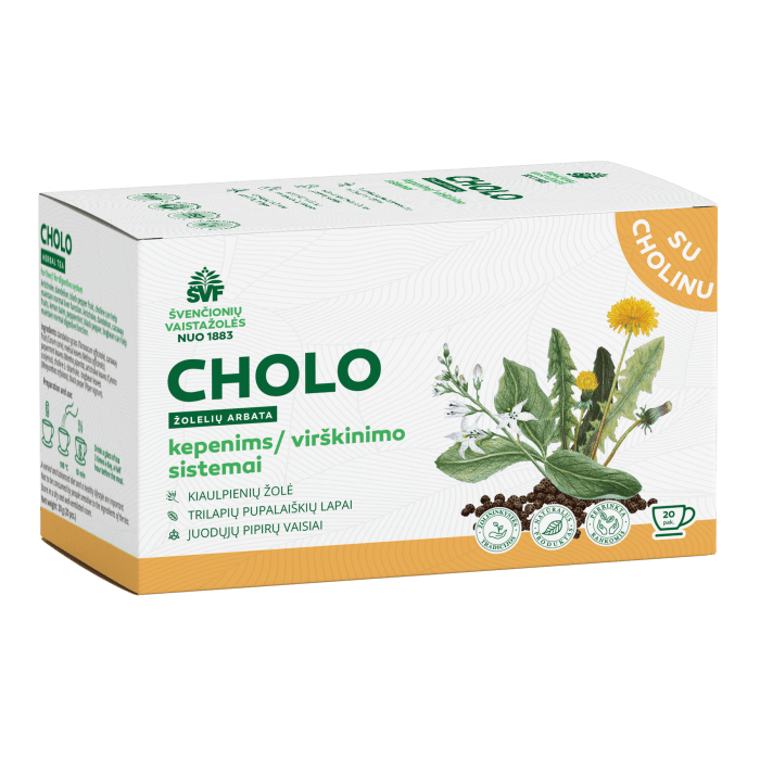 ŠVENČIONIŲ VAISTAŽOLĖS kepenims CHOLO, žolelių arbata, 1,5 g x 20 vnt.