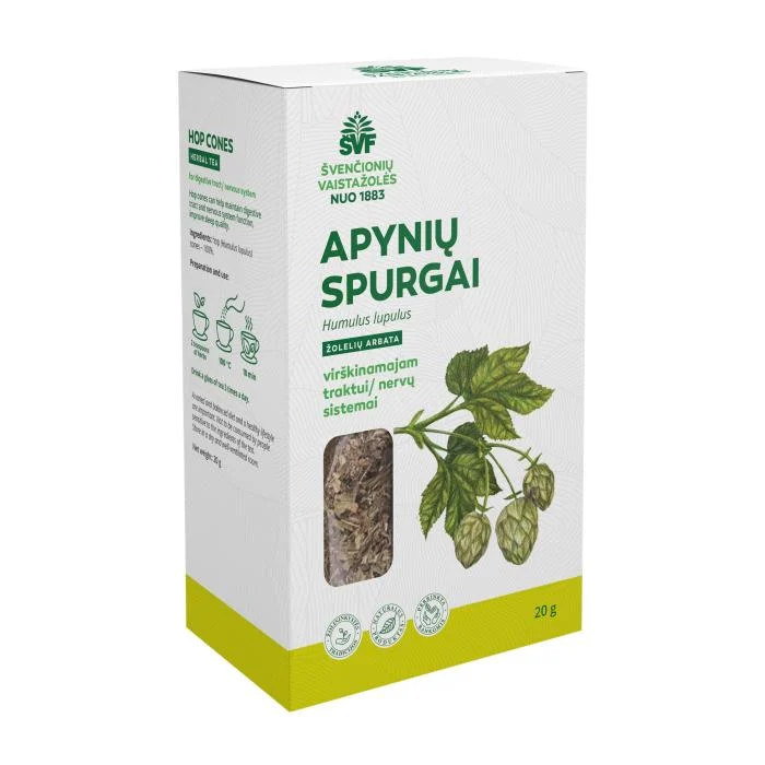 ŠVENČIONIŲ VAISTAŽOLĖS APYNIŲ SPURGAI, žolelių arbata, 20 g