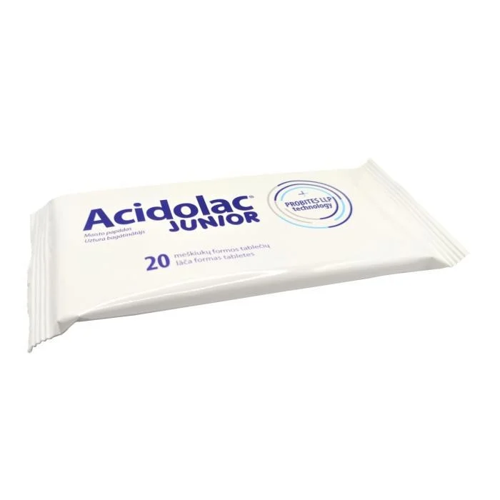 ACIDOLAC Junior tabletės baltojo šokolado skonio tabletės N20