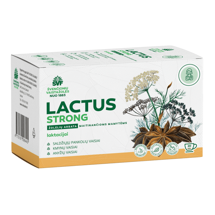 ŠVENČIONIŲ VAISTAŽOLĖS laktacijai LACTUS STRONG maitinančioms mamytėms, žolelių arbata, 1,5 g x 20 vnt.
