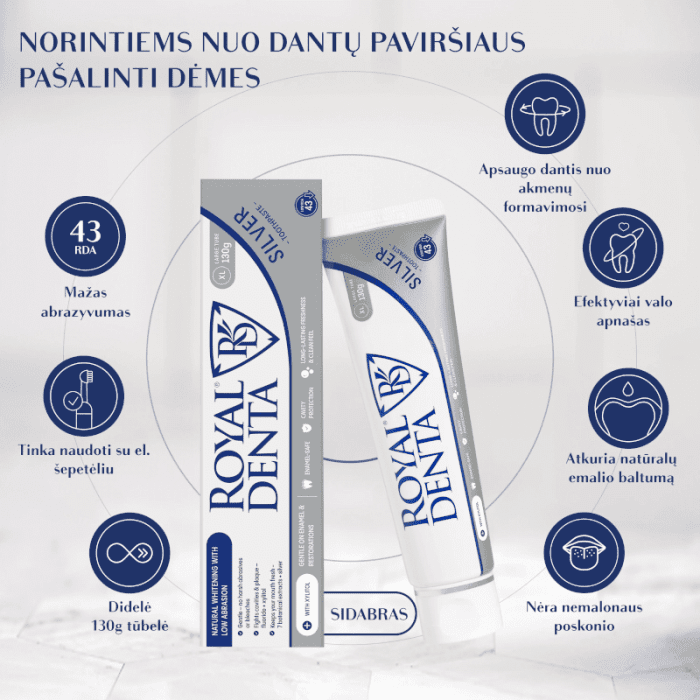 Royal Denta dantų pasta su sidabru Silver 130 g