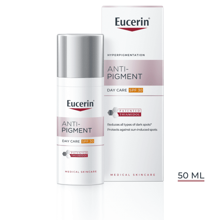 EUCERIN Anti-Pigment dieninis veido kremas SPF 30 į hiperpigmentaciją linkusiai odai, 50 ml