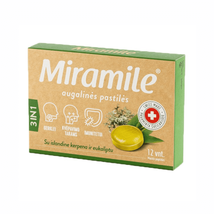 MIRAMILE su islandine kerpena ir eukaliptu pastilės N12