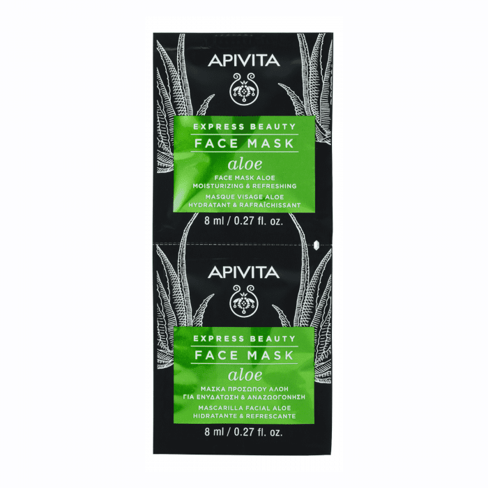 APIVITA drėkinamoji veido kaukė su alavijais EXPRESS BEAUTY 2 x 8 ml
