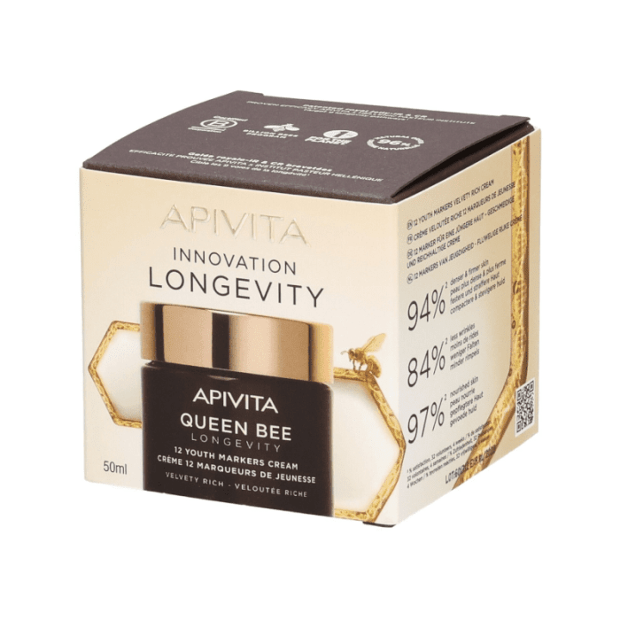 APIVITA, QUEEN BEE LONGEVITY RICH DAY veido kremas, 50 ml