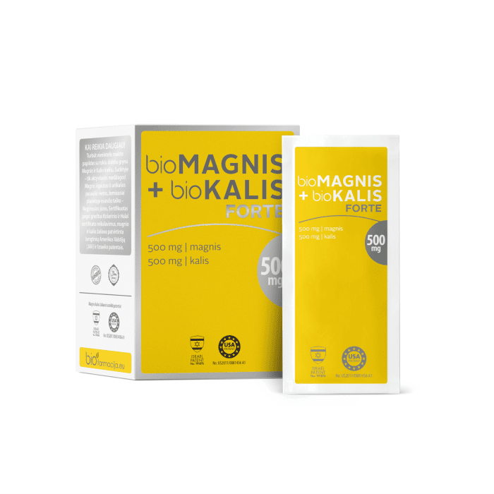 BIOMAGNIS +BIOKALIS Forte milteliai pakeliuose, N20