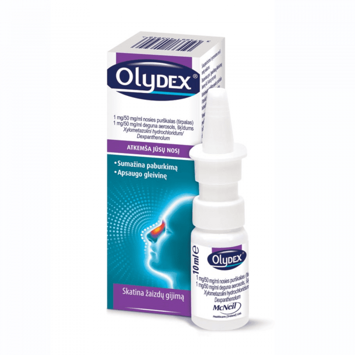 Olydex 1 mg/50 mg/ml nosies purškalas, tirpalas 10 ml