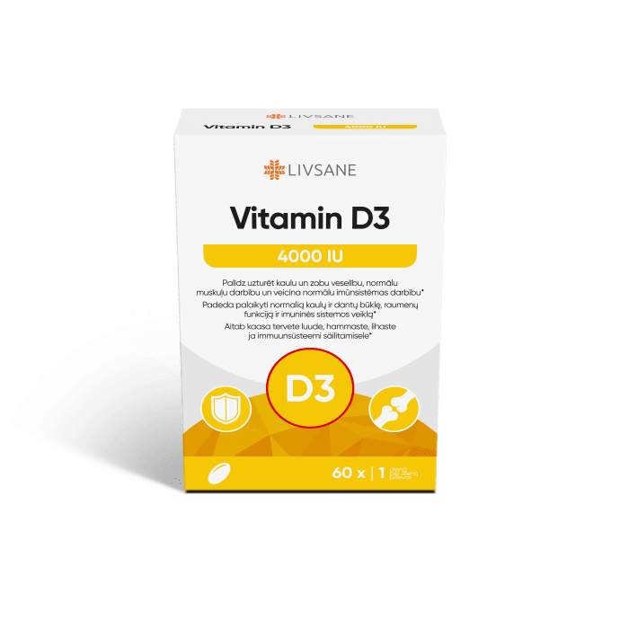 LIVSANE vitamino D3 4000 kapsulės, N60