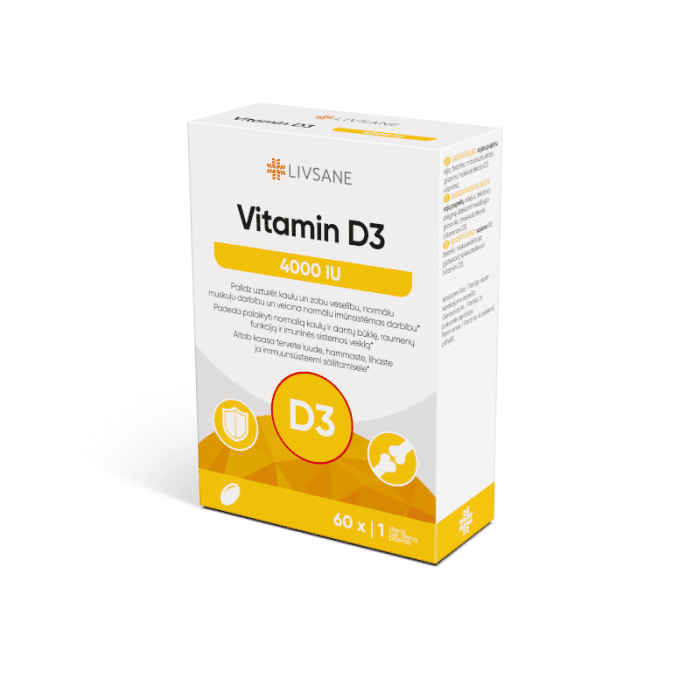 LIVSANE vitamino D3 4000 kapsulės, N60