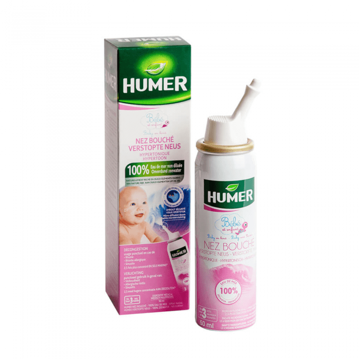 HUMER hipertoninis jūros vanduo užsikimšusiai nosiai kūdikiams ir vaikams 50 ml