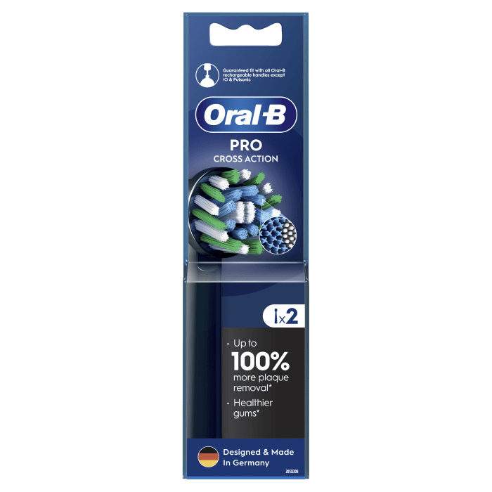 ORAL B Elektrinio dantų šepetėlio galvutės Cross Action Black Pro, N2