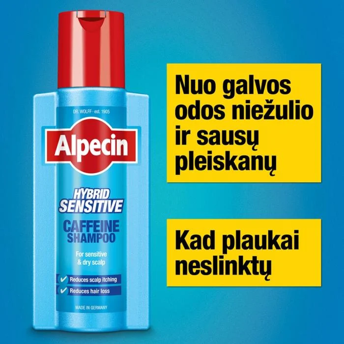 ALPECIN šampūnas su kofeinu sausai galvos odai HYBRID 250 ml