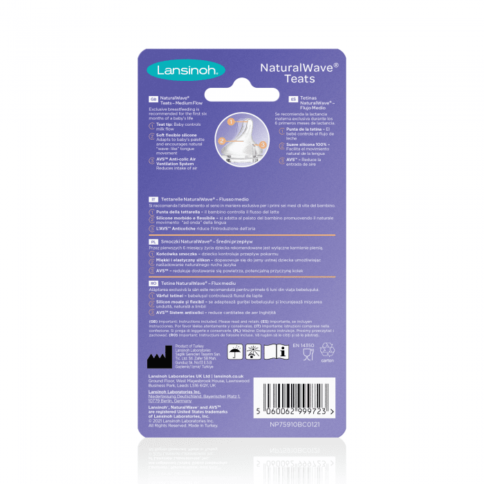 Lansinoh vidutinio pratekėjimo žindukas Medium Flow Natural Wave N2