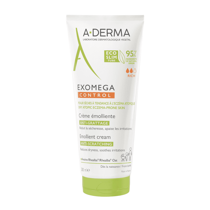 A-DERMA kremas emolientas sausai veido ir kūno odai EXOMEGA CONTROL 200 ml