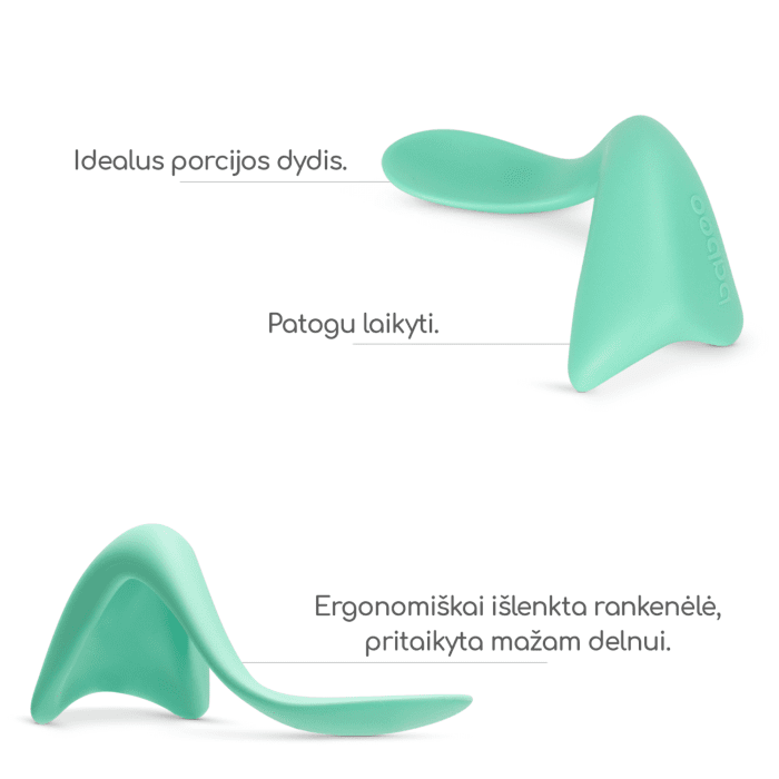 Baboo mokomasis lenktas šaukštelis, 9+ mėn, žalios spalvos