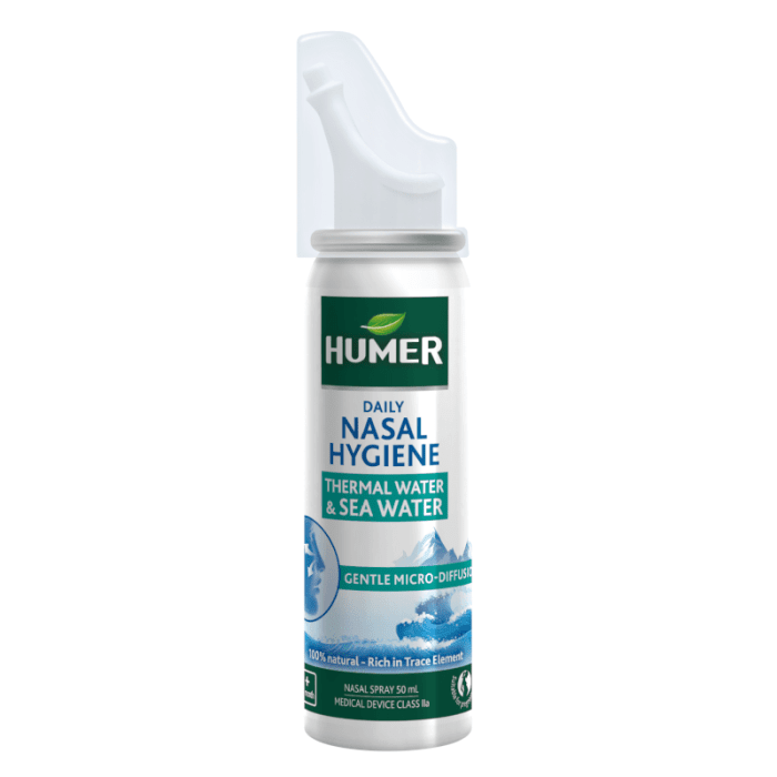 HUMER terminio ir jūros vandens nosies purškalas DAILY NASAL HYGIENE, 50 ml