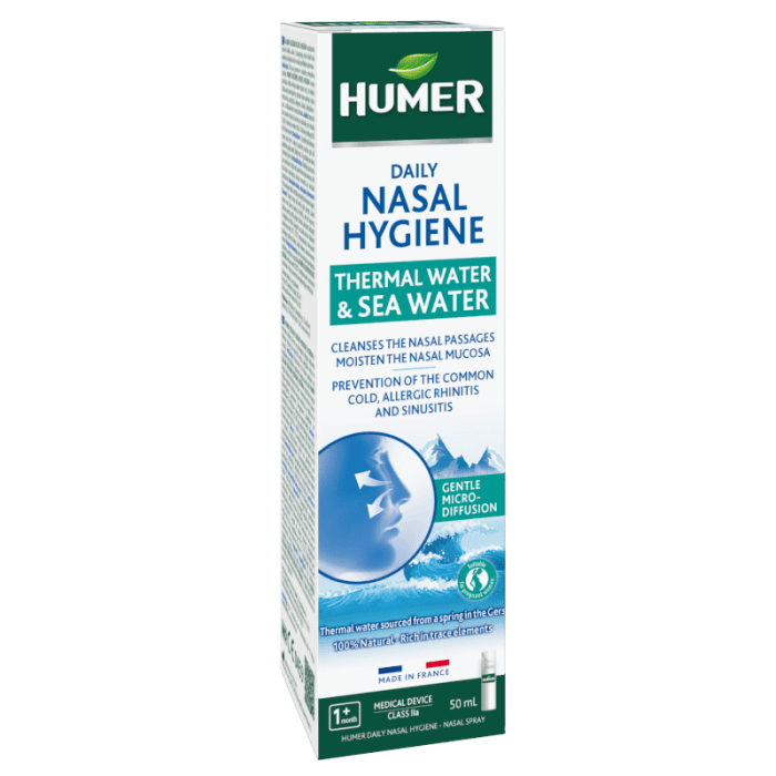 HUMER terminio ir jūros vandens nosies purškalas DAILY NASAL HYGIENE, 50 ml