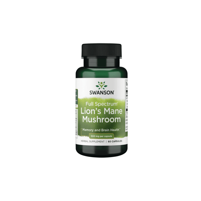 SWANSON Lion's Mane (Liūto Karčiai) 500 mg, N60