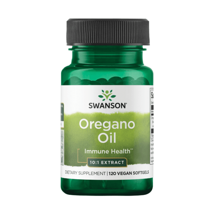 SWANSON Raudonėlio (Oregano) aliejus, veganiškos kapsulės, N120