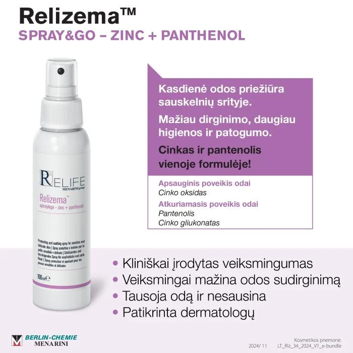 RELIZEMA zinc + panthenol purškalas SPRAY & GO 100 ml