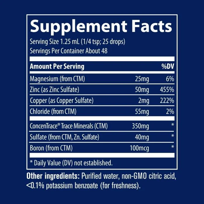 TRACE MINERALS joninis cinkas 10 mg, 59 ml