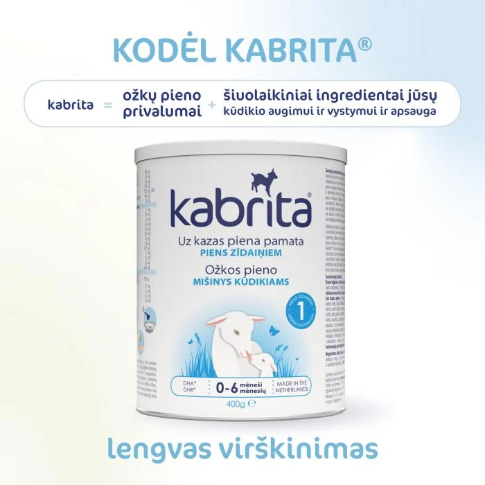 KABRITA 1 ožkos pieno mišinys, nuo 0-6 mėn., 400 g