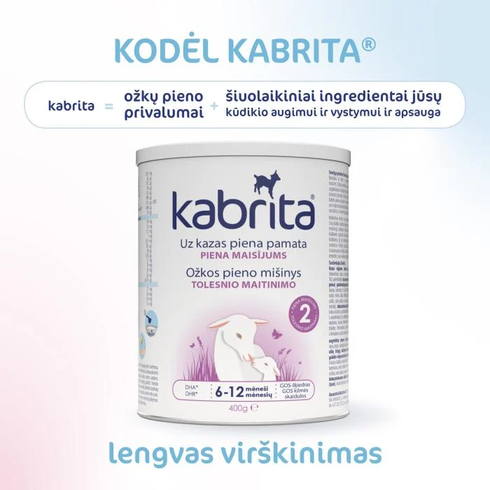 KABRITA 2 ožkos pieno mišinys, 6–12 mėn., 400 g