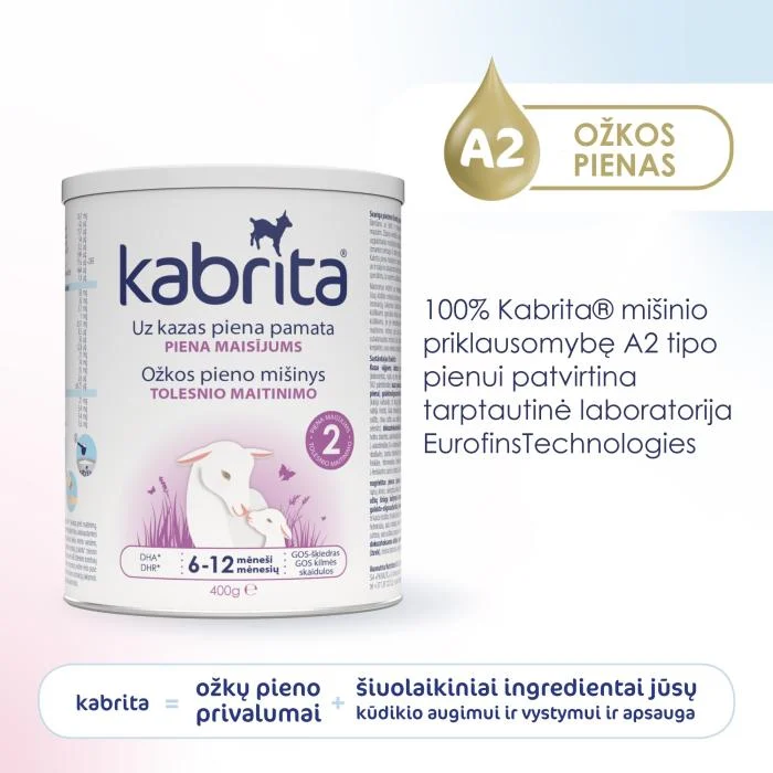 KABRITA 2 ožkos pieno mišinys, 6–12 mėn., 400 g