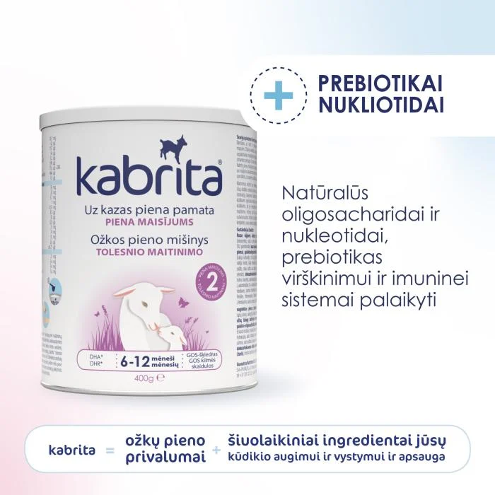 KABRITA 2 ožkos pieno mišinys, 6–12 mėn., 400 g