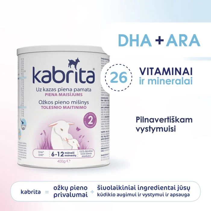 KABRITA 2 ožkos pieno mišinys, 6–12 mėn., 400 g