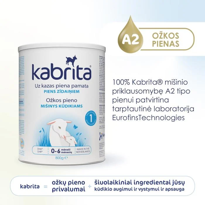 KABRITA 1 ožkos pieno mišinys, nuo 0-6 mėn., 800 g