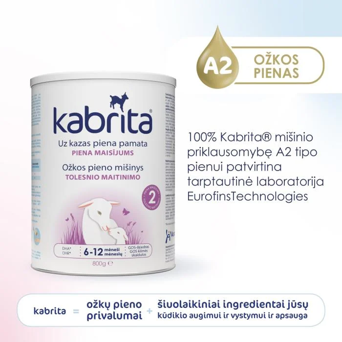 KABRITA 2 ožkos pieno mišinys, 6–12 mėn., 800 g