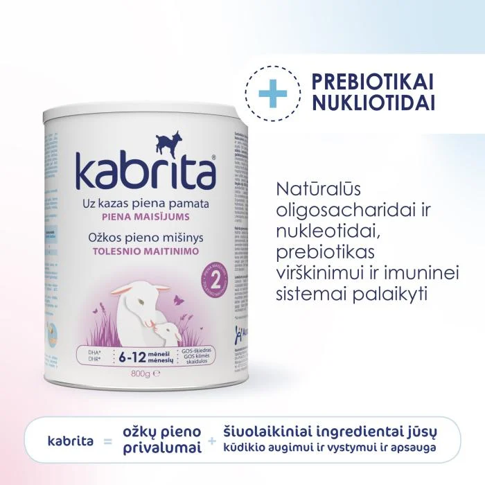 KABRITA 2 ožkos pieno mišinys, 6–12 mėn., 800 g