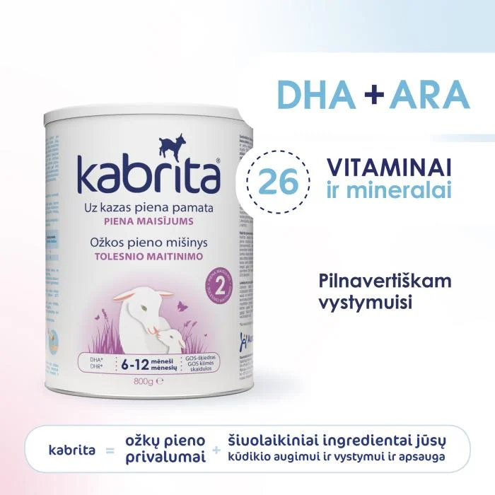 KABRITA 2 ožkos pieno mišinys, 6–12 mėn., 800 g