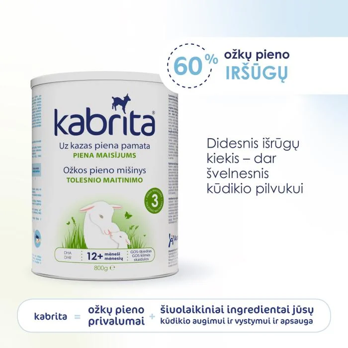 KABRITA 3 ožkos pieno mišinys/gėrimas, nuo 12 mėn., 800 g