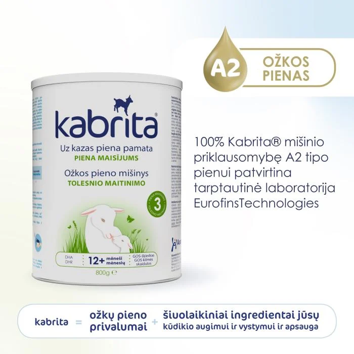 KABRITA 3 ožkos pieno mišinys/gėrimas, nuo 12 mėn., 800 g