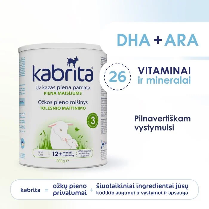 KABRITA 3 ožkos pieno mišinys/gėrimas, nuo 12 mėn., 800 g