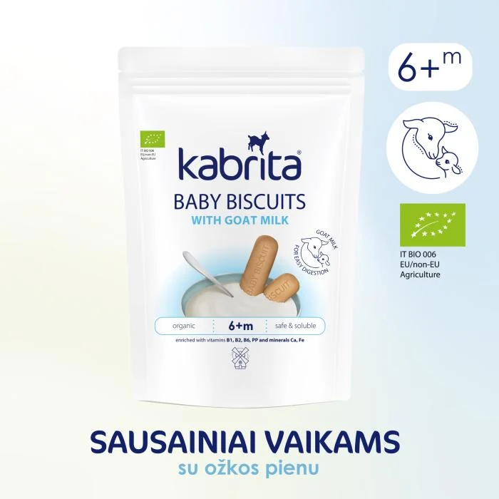 KABRITA ožkos pieno pagrindu pagaminti sausainiai, nuo 6 mėn.,115g