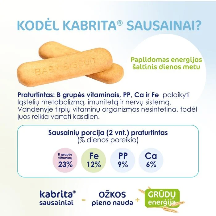 KABRITA ožkos pieno pagrindu pagaminti sausainiai, nuo 6 mėn.,115g