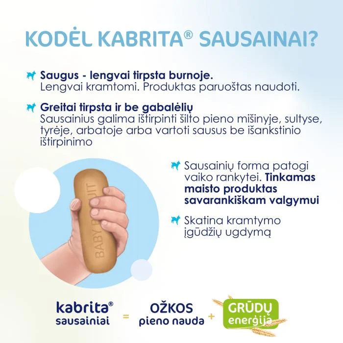 KABRITA ožkos pieno pagrindu pagaminti sausainiai, nuo 6 mėn.,115g