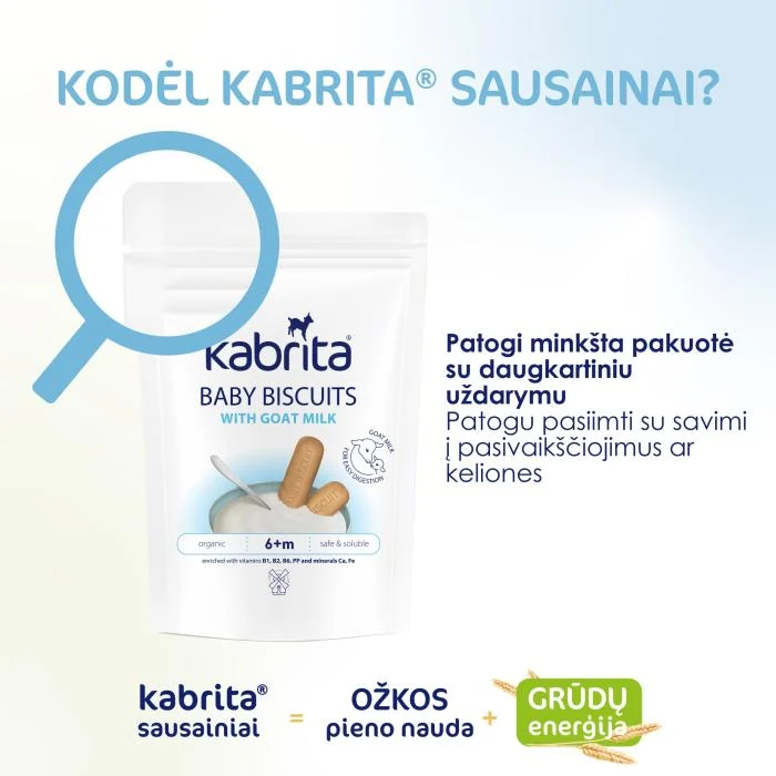 KABRITA ožkos pieno pagrindu pagaminti sausainiai, nuo 6 mėn.,115g