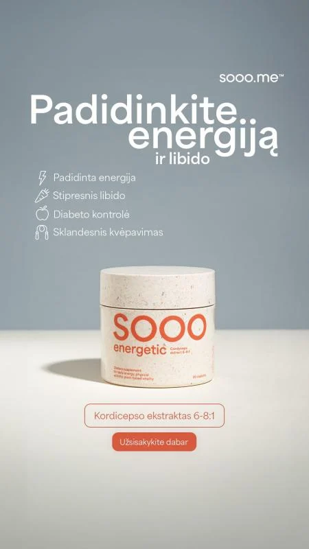 SOOO energetic: Kordisepso ekstraktas 350 mg, N90, 6-8:1