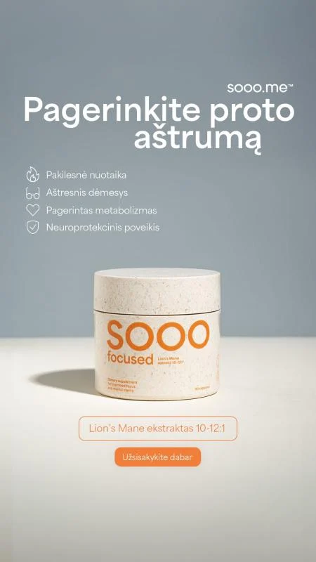 SOOO focused: Lion’s Mane ekstraktas 350 mg, N90, 10-12:1