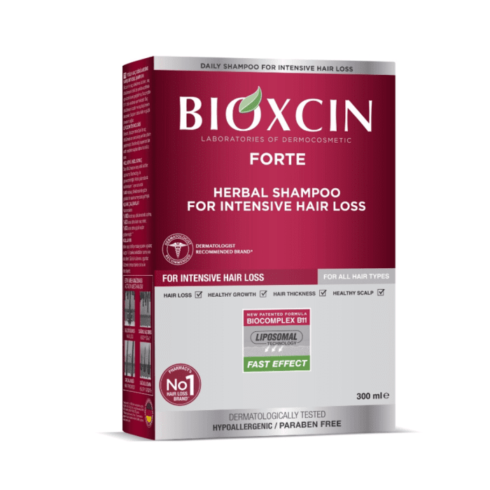 BIOXCIN FORTE šampūnas nuo intensyvaus plaukų slinkimo, 300 ml