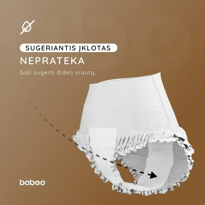 Baboo vienkartinės sugeriančios kelnaitės, L dydis, 5 vnt